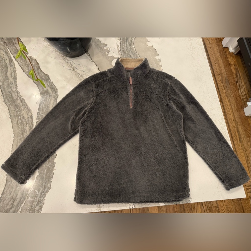 True Grit Men’s Grey Fleece Plush Quarter Zip Jacket